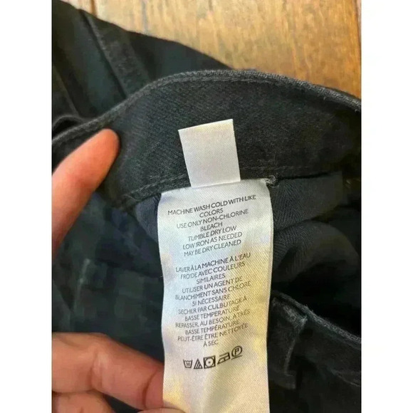 Free People Black washed Jeans Womens 27 High Rise Ripped Straight Leg - Picture 6 of 13